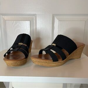 Italian Shoemakers Black Wedge Sandals
